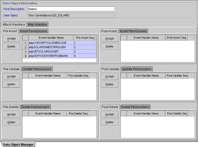 Data Object Manager Form