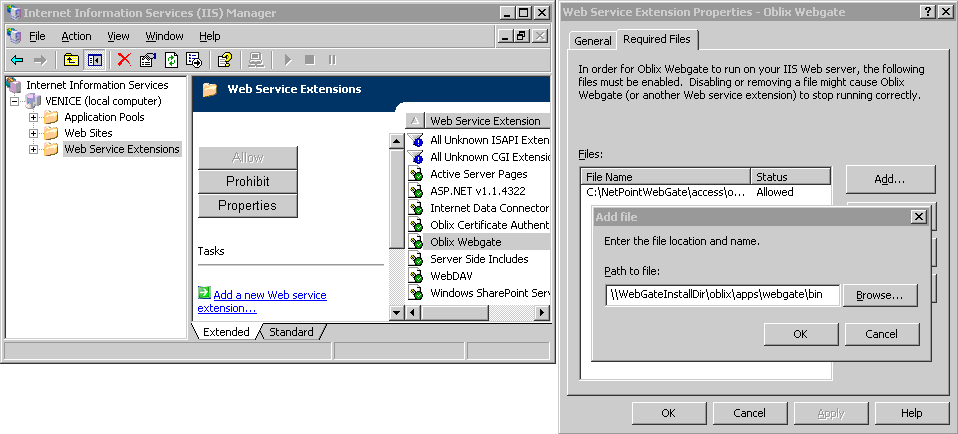 Illustration of configuring IIS Security Settings