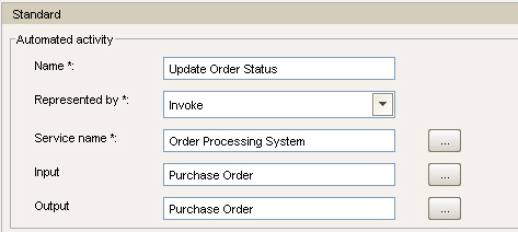 Automated Activity properties for "Update Order Status"