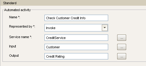 Automated Activity properties for "Check Customer Credit Info"