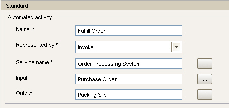 Automated Activity properties for "Fulfill Order"
