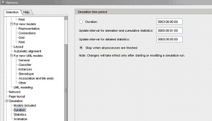 Simulation section of the Selection tree