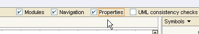 Properties checkbox selected in the toolbar