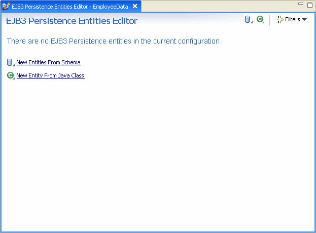 Use links in the empty Entities Editor to create entities