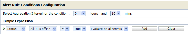 Alert Rule Condition Configuring page