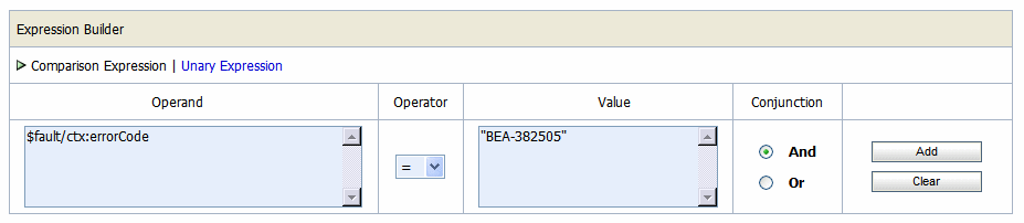 Conditions in the Expression Builder