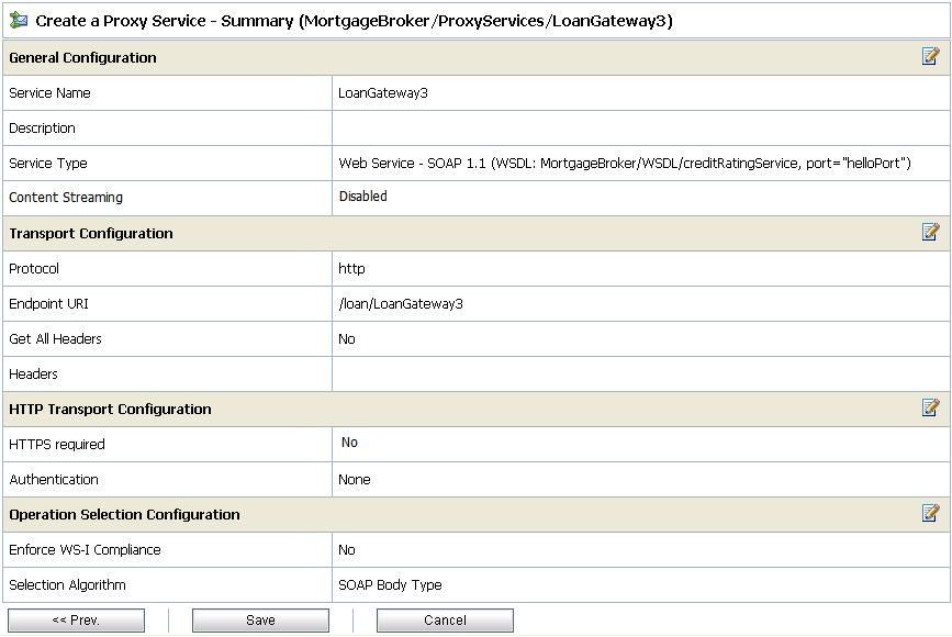 Create a Proxy Service– Summary of LoanGateway3