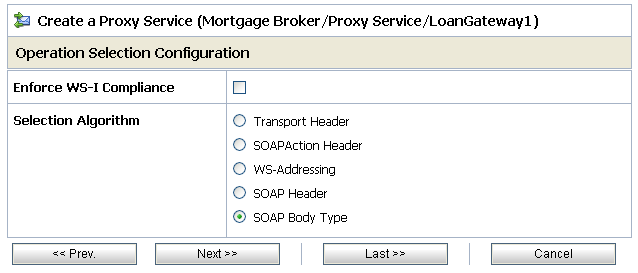 Operation Selection Configuration of Proxy Service