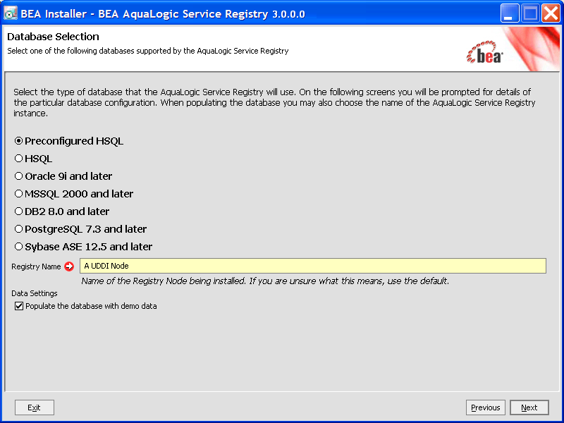 Select Database Type