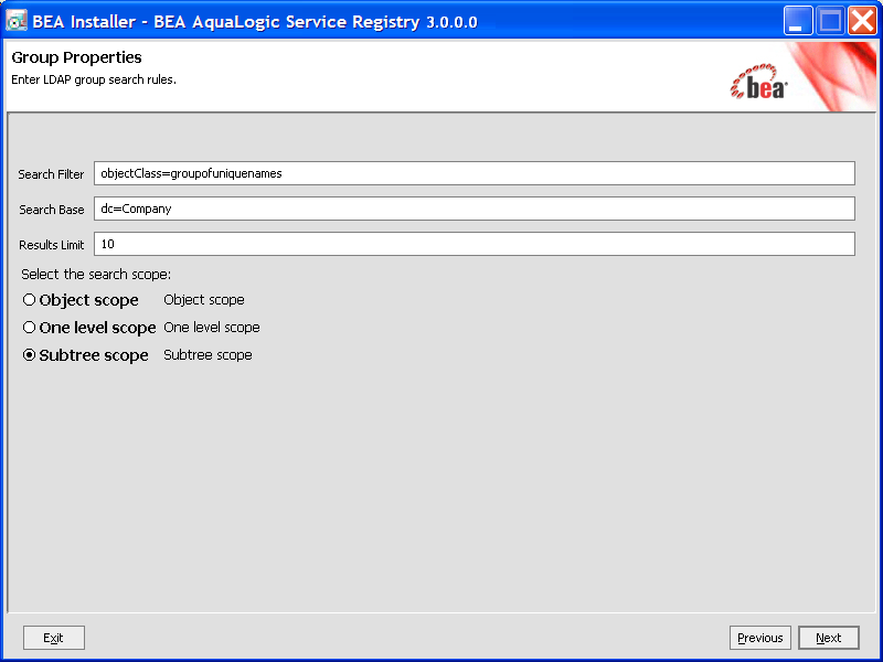 Group Search Properties