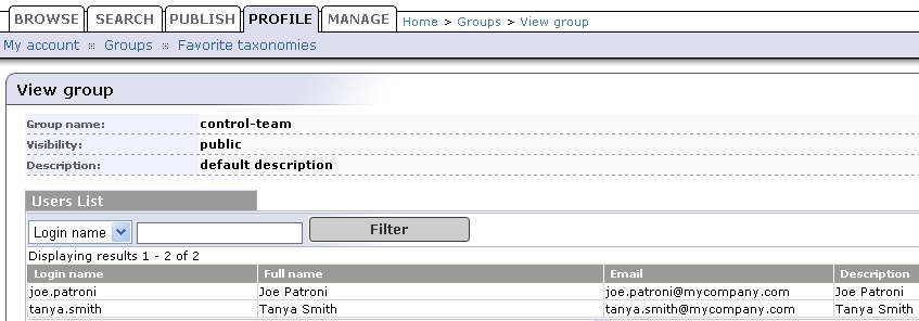 User Group in BEA AquaLogic Service Registry