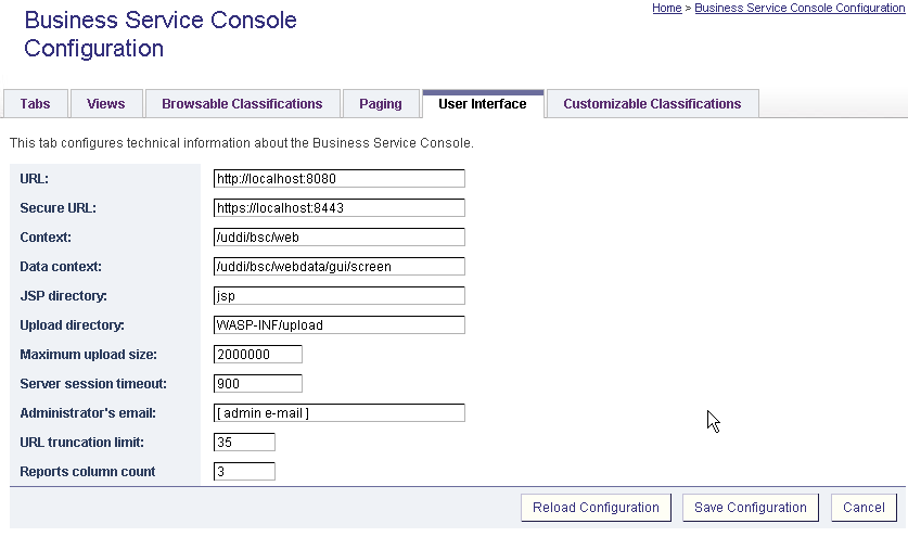 Business Service Console Configuration - UI Configuration