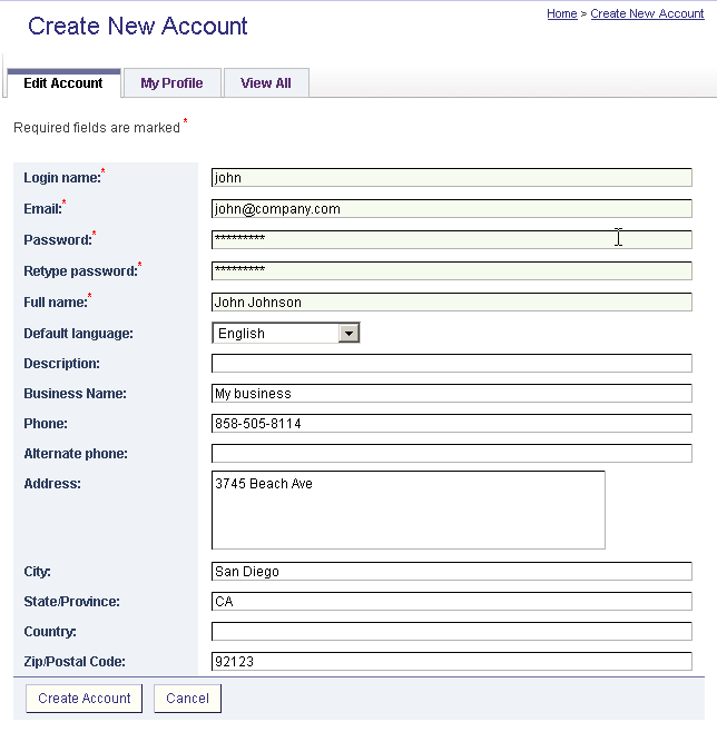 Create Account