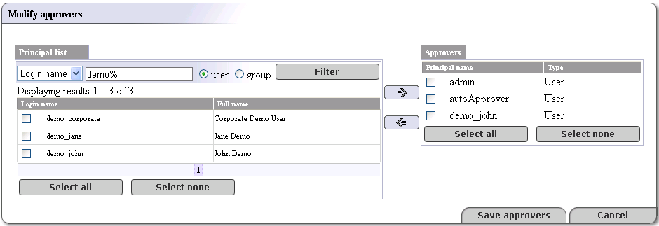 Modify Approvers