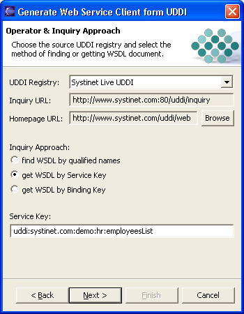 UDDI Search by Keys