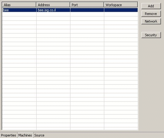 The image shows the Machines tab in the binding editor.