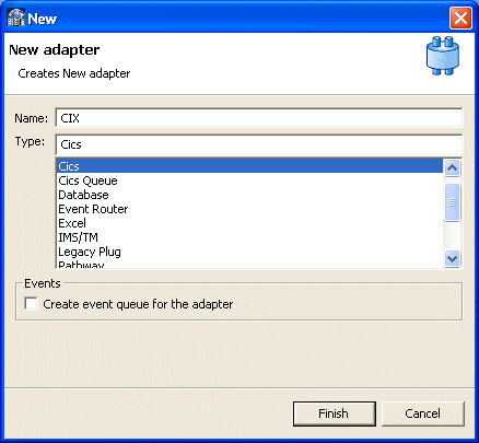 Adding a CICS type adapter