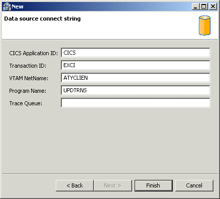 The data source connect string information