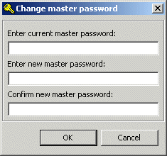 This screen is used to set or change the master password