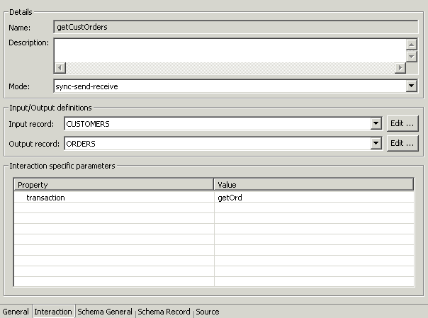 The adapter metadata Interaction tab