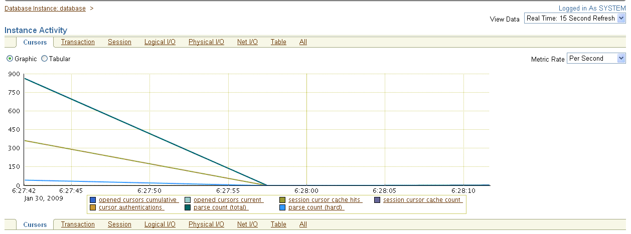 This is the Enterprise Manager Instance Activity page.