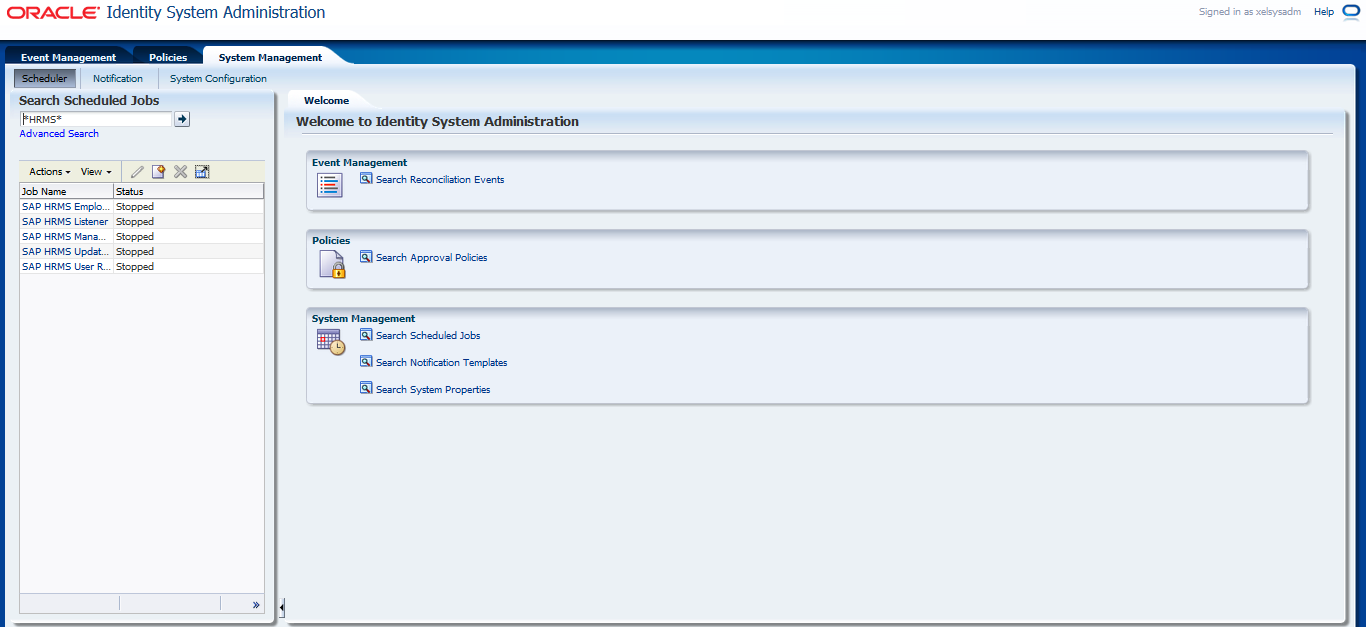 This screenshot displays the System Administration page.
