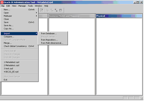 Oracle BI Administration Tool dialog