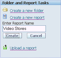 This image shows the Folder and Report Tasks frame. This image shows the Folder and Report Tasks frame.