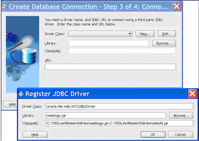 JDBC driver dialog