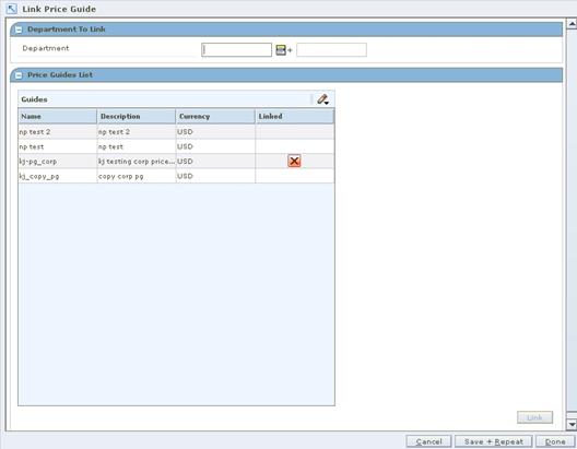 Link Price Guide Workspace