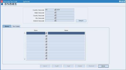 Geocode Tax Code Window