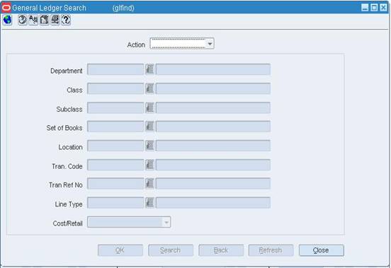 General Ledger Search Window