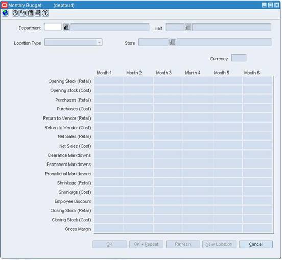 Monthly Budget Window