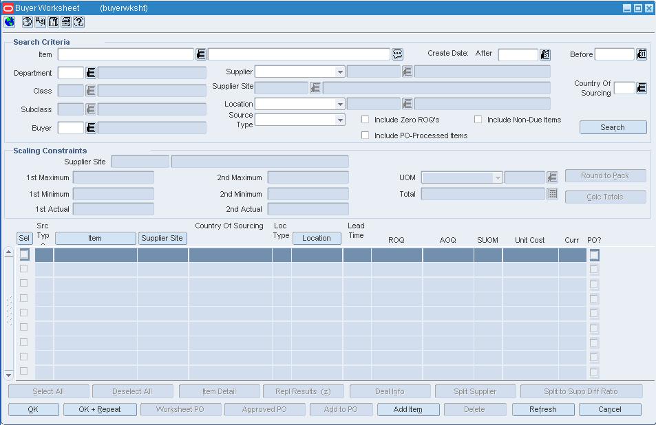 Buyer Worksheet