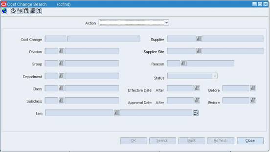 Cost Change Search Window