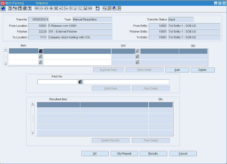 Item Packing Window