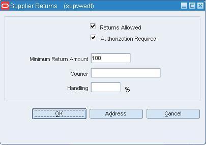 Supplier Returns Window