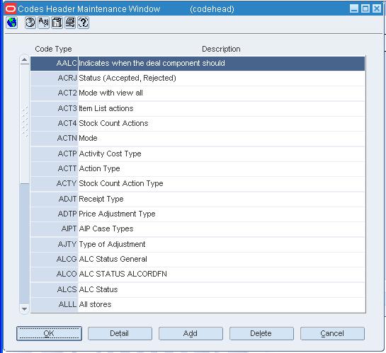 Codes Header Maintenance Window