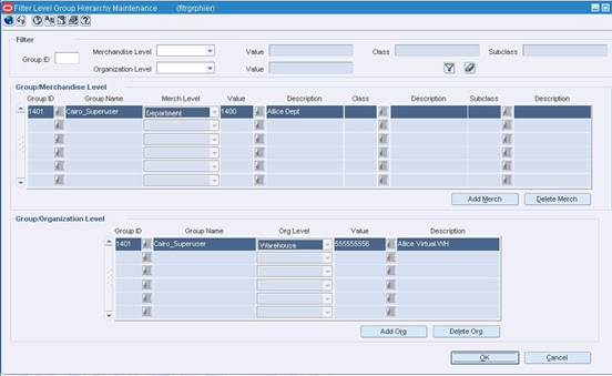 Filter Level Group Hierarchy Maintenance window