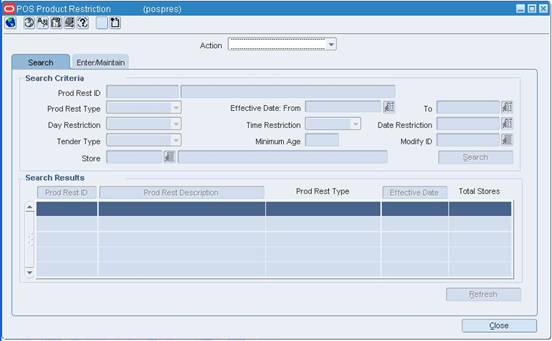 POS Product Restriction Window