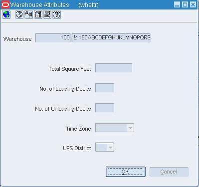 Warehouse Attributes window