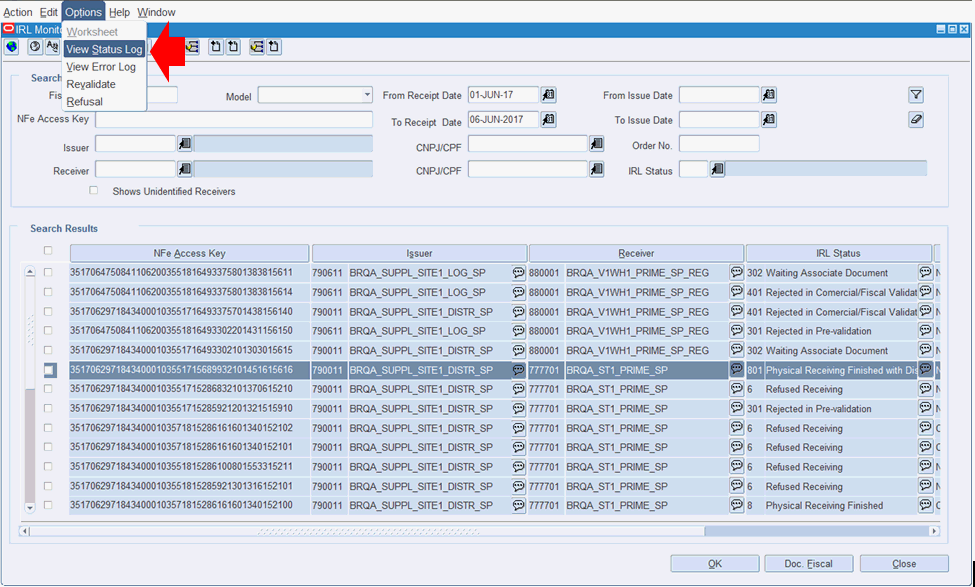 IRL Monitor Window - View Status Log Option