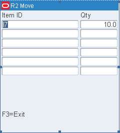Item ID RF screen