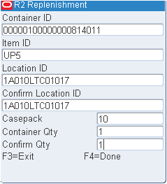 Replenishment RF screen