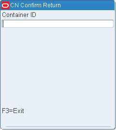 Confirm Return RF screen