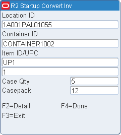 Labeled - Startup Convert (Storage Details) screen