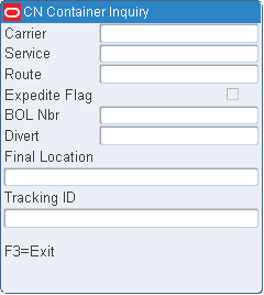Cont Inquiry (Shipping) RF screen