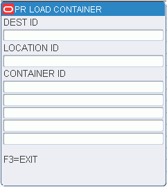 Load Containers (Container) Screen