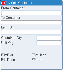 Split Container screen