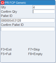 FCP Generic - Confirm Quantity screen
